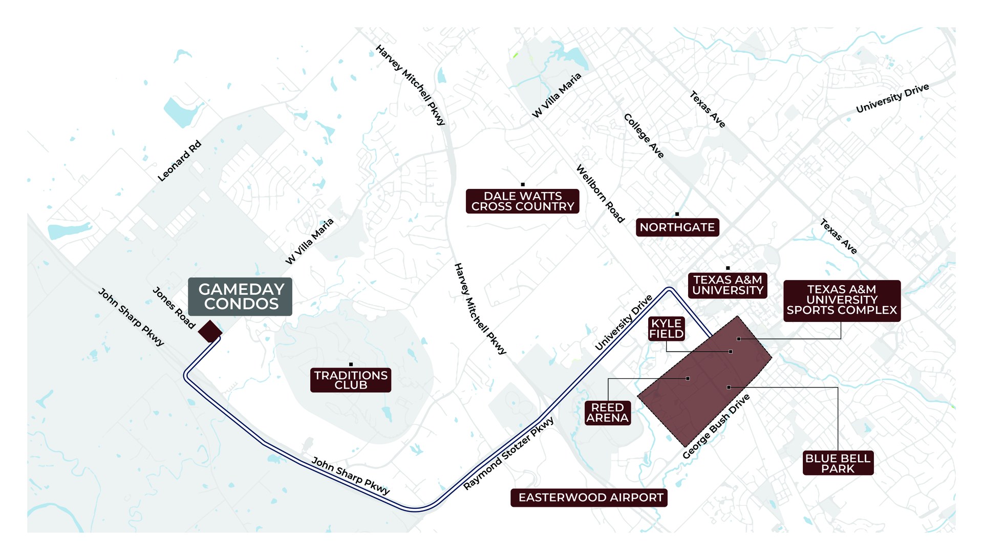 Gameday Suites location in Bryan, Texas.