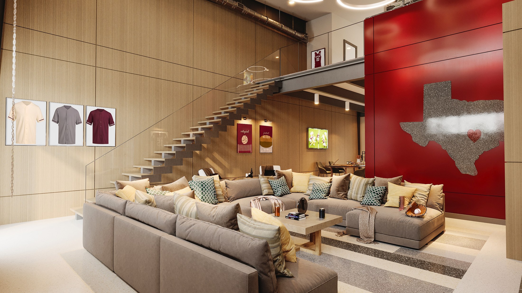 Single suite interior inspiration for a custom game day lounge.